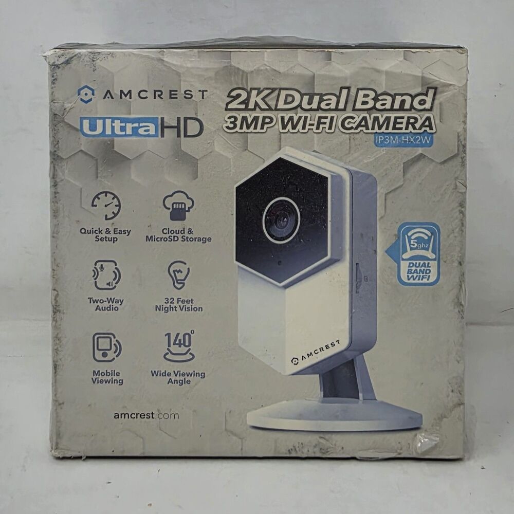 New Amcrest IP3M-HX2W UltraHD 2K Dual-Band WiFi IP Security Camera Night Vision